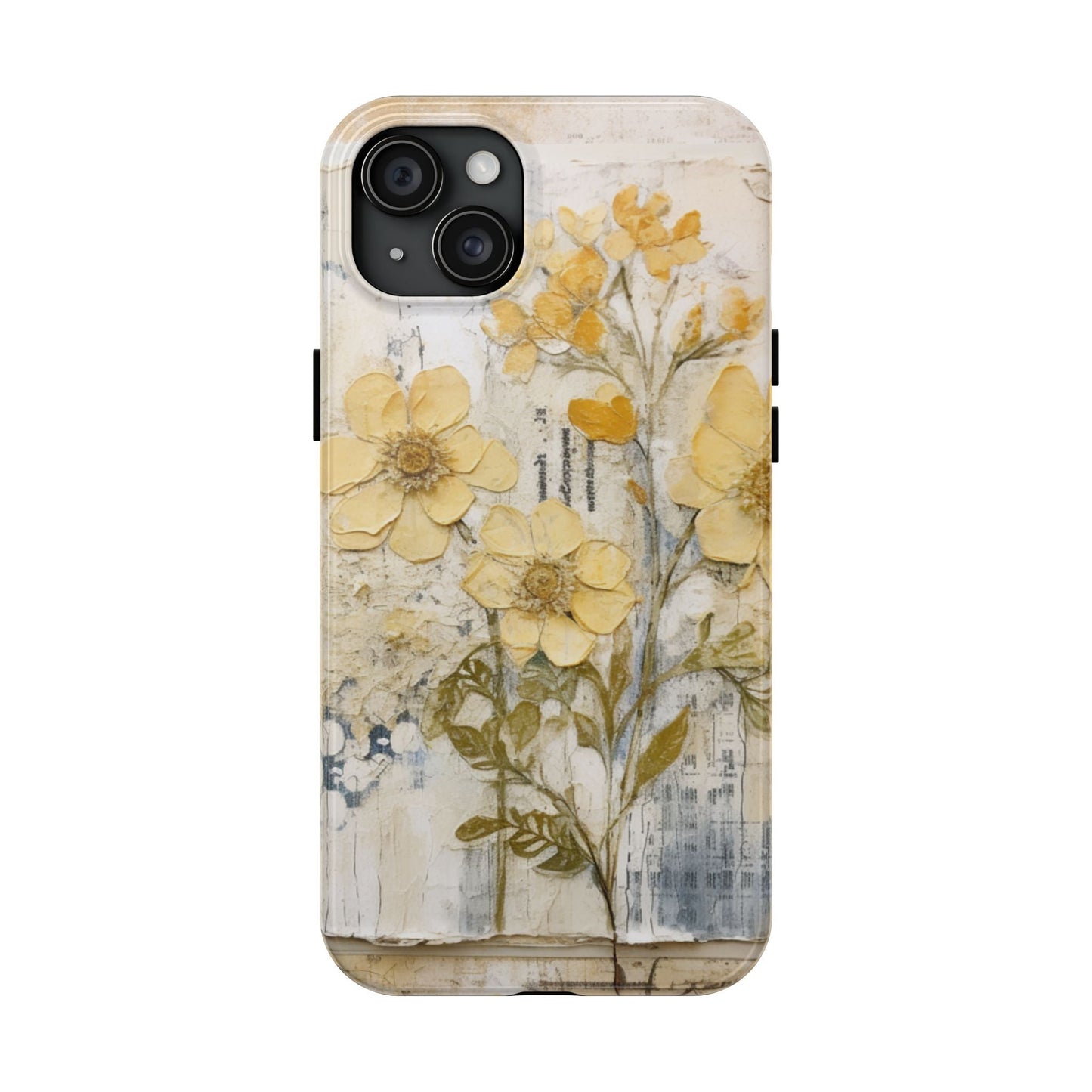 Vintage Yellow Floral Collage - iPhone Series Case, Protective & Stylish - BOGO Cases