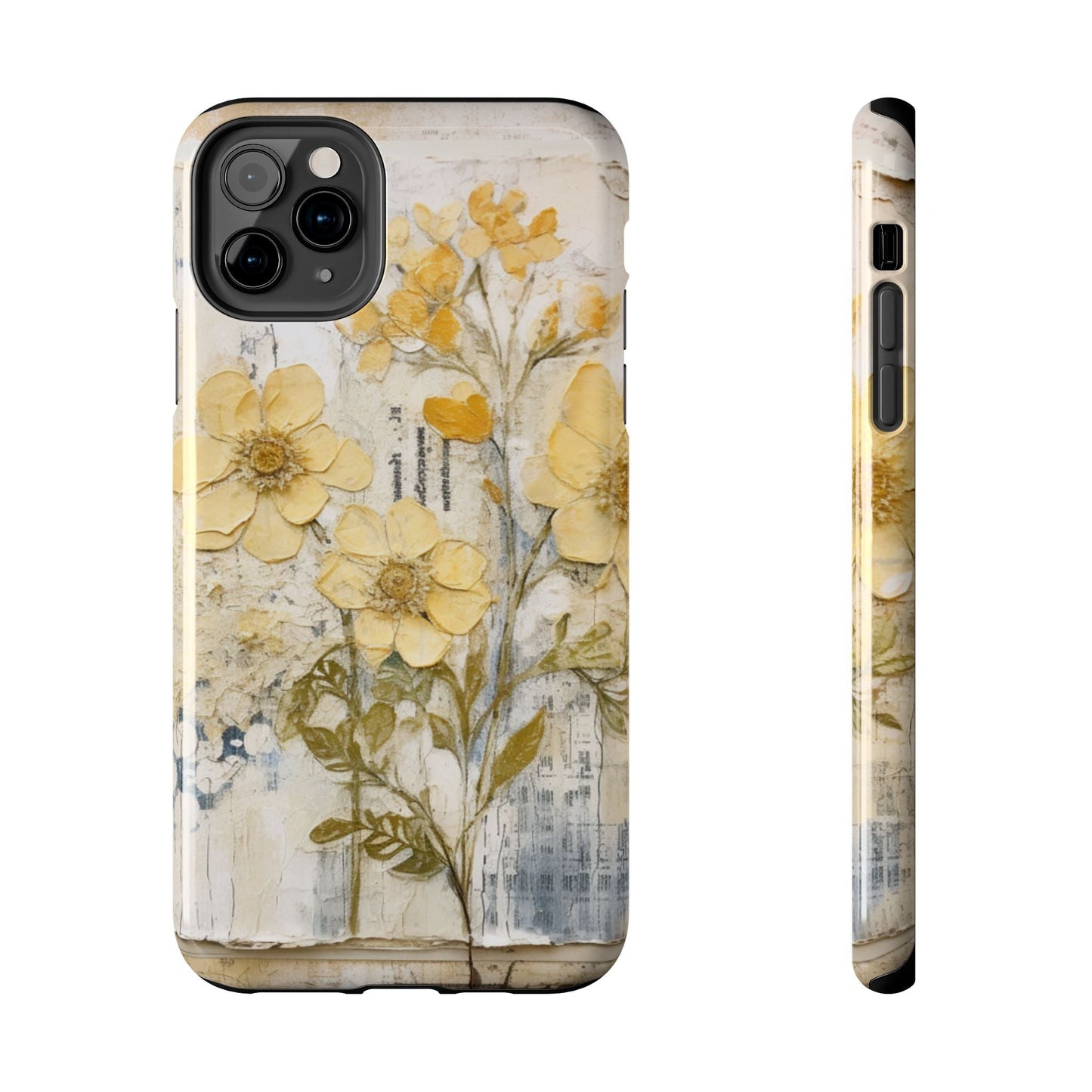 Vintage Yellow Floral Collage - iPhone Series Case, Protective & Stylish - BOGO Cases