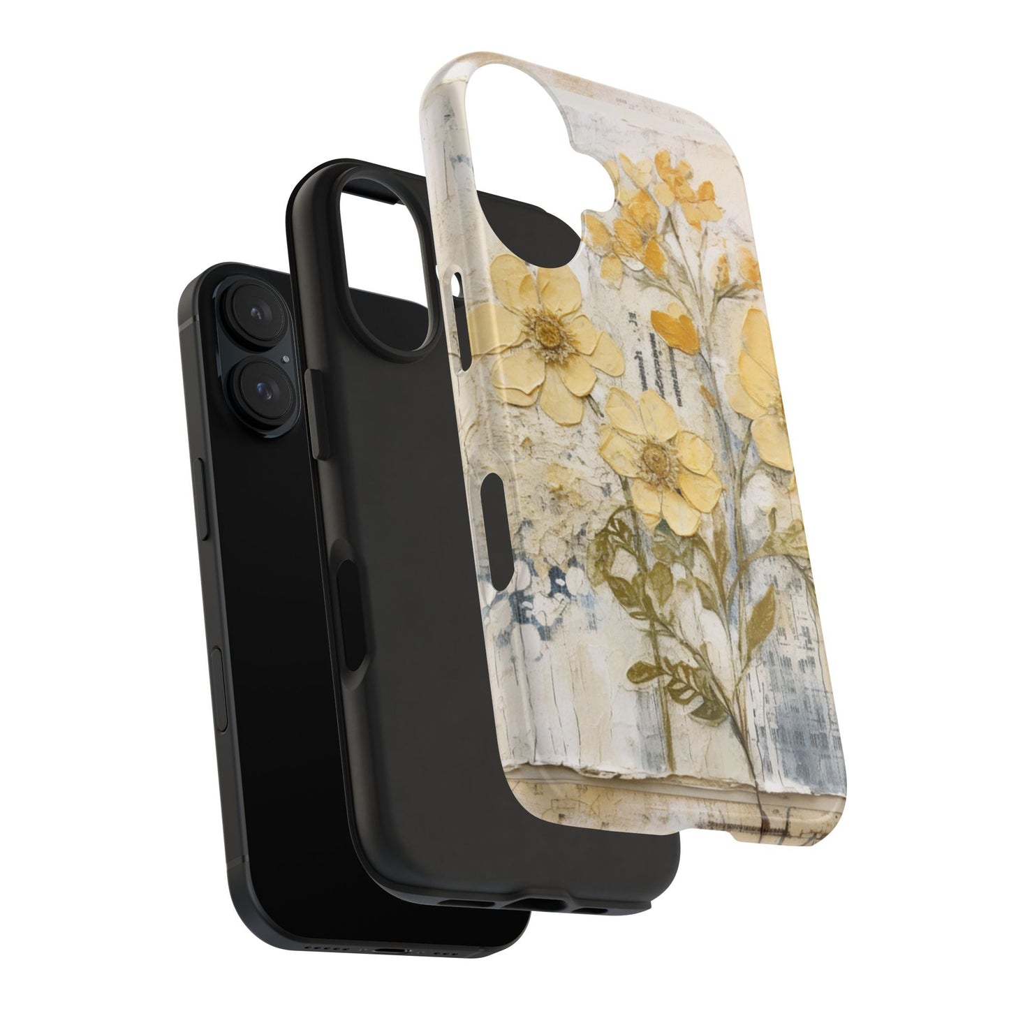 Vintage Yellow Floral Collage - iPhone Series Case, Protective & Stylish - BOGO Cases