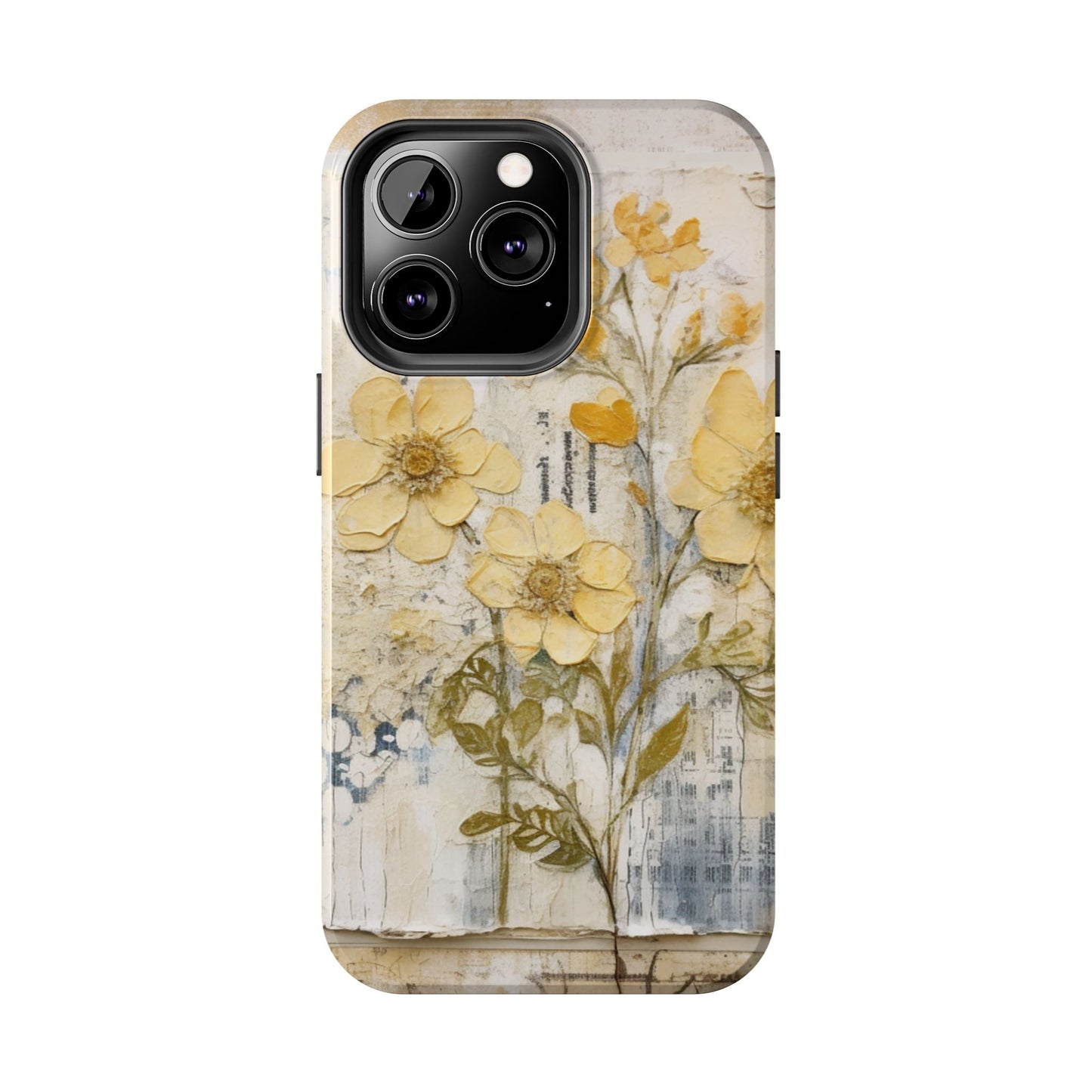 Vintage Yellow Floral Collage - iPhone Series Case, Protective & Stylish - BOGO Cases
