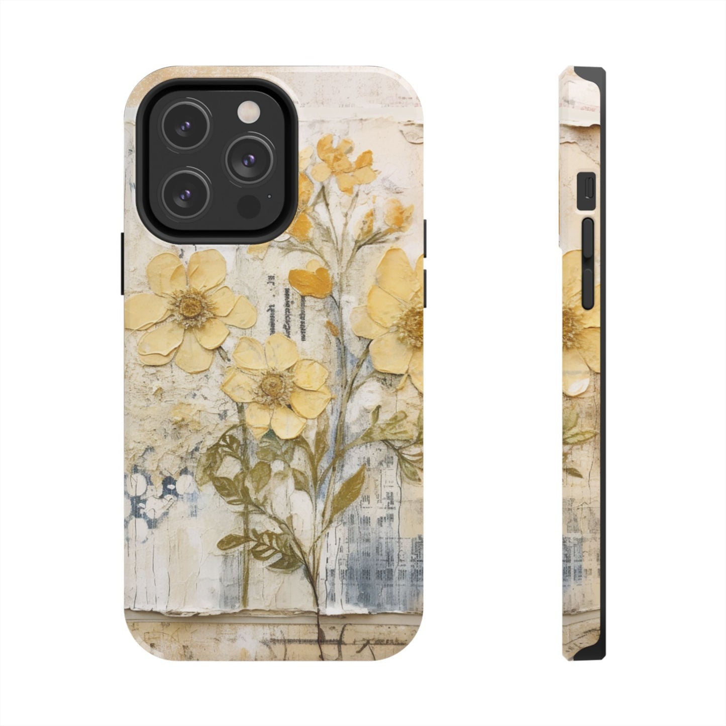 Vintage Yellow Floral Collage - iPhone Series Case, Protective & Stylish - BOGO Cases