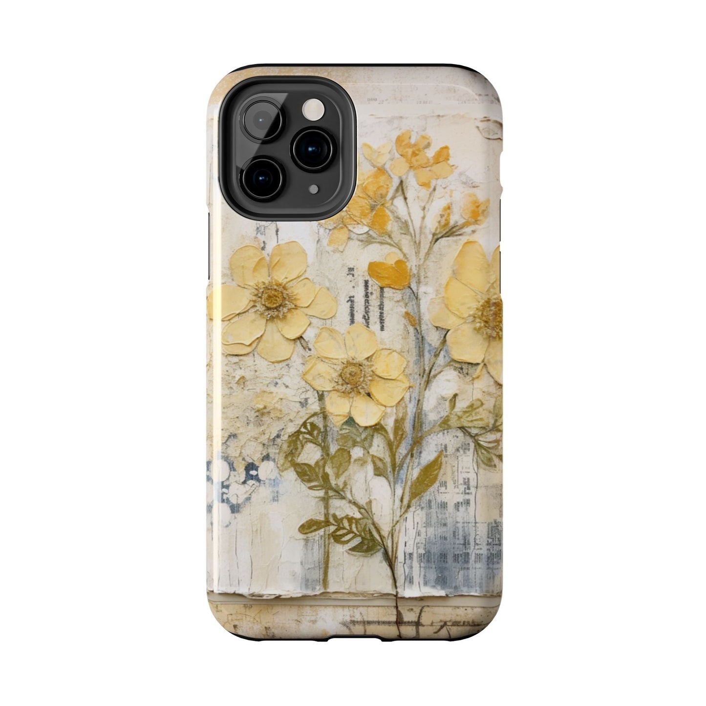 Vintage Yellow Floral Collage - iPhone Series Case, Protective & Stylish - BOGO Cases