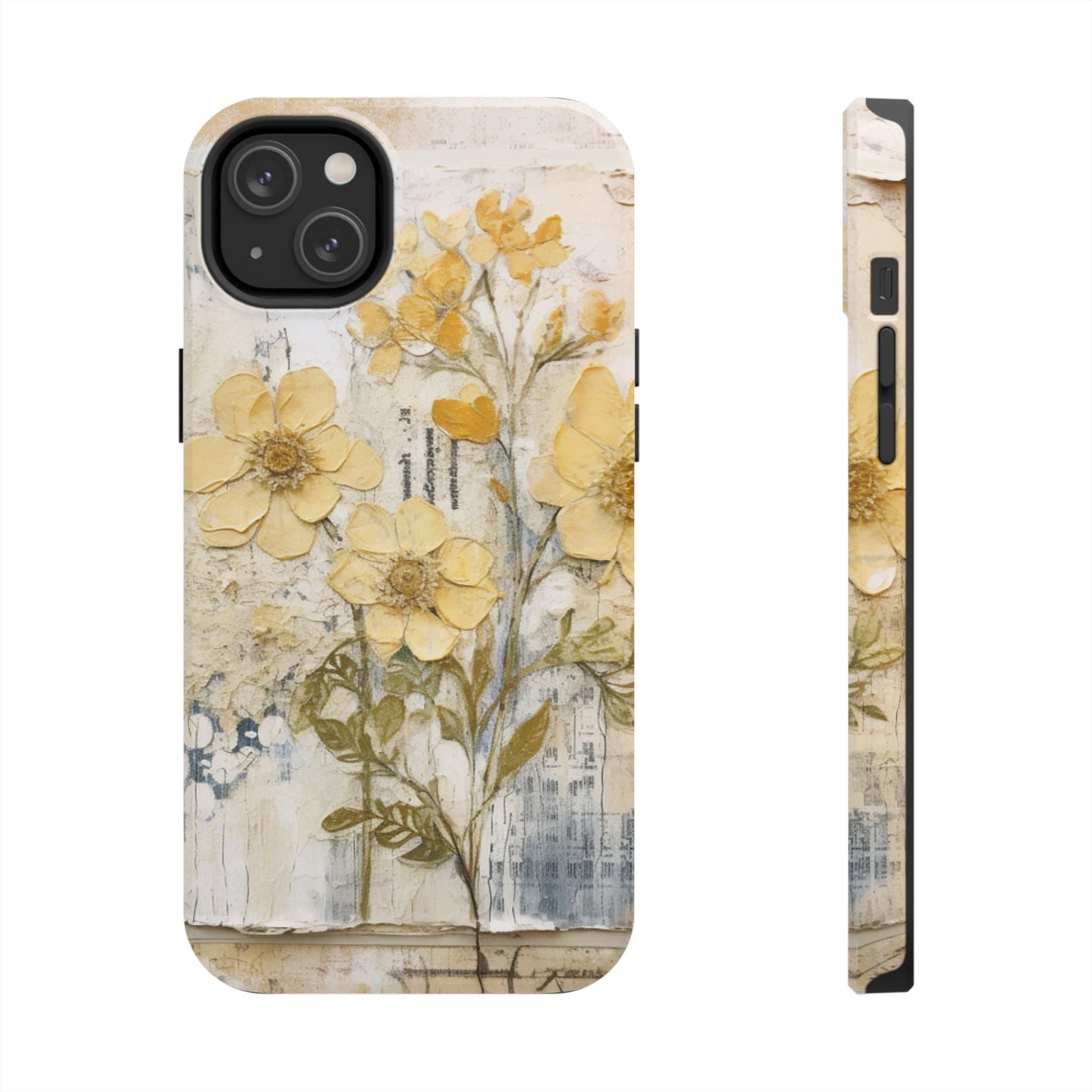 Vintage Yellow Floral Collage - iPhone Series Case, Protective & Stylish - BOGO Cases