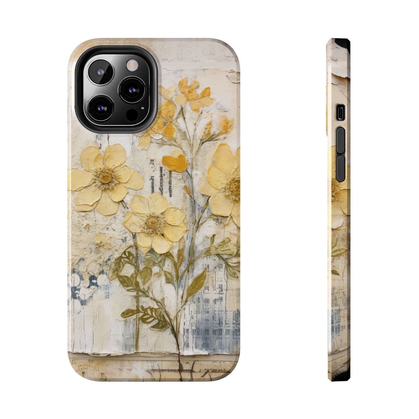 Vintage Yellow Floral Collage - iPhone Series Case, Protective & Stylish - BOGO Cases