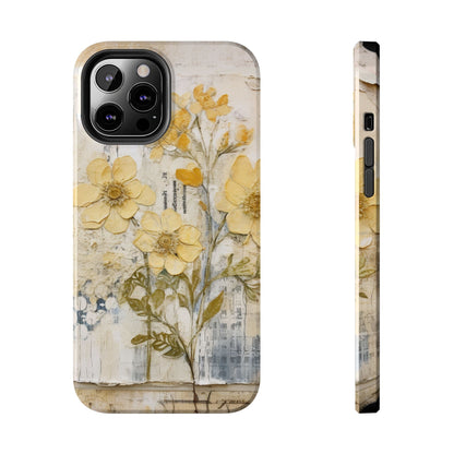 Vintage Yellow Floral Collage - iPhone Series Case, Protective & Stylish - BOGO Cases