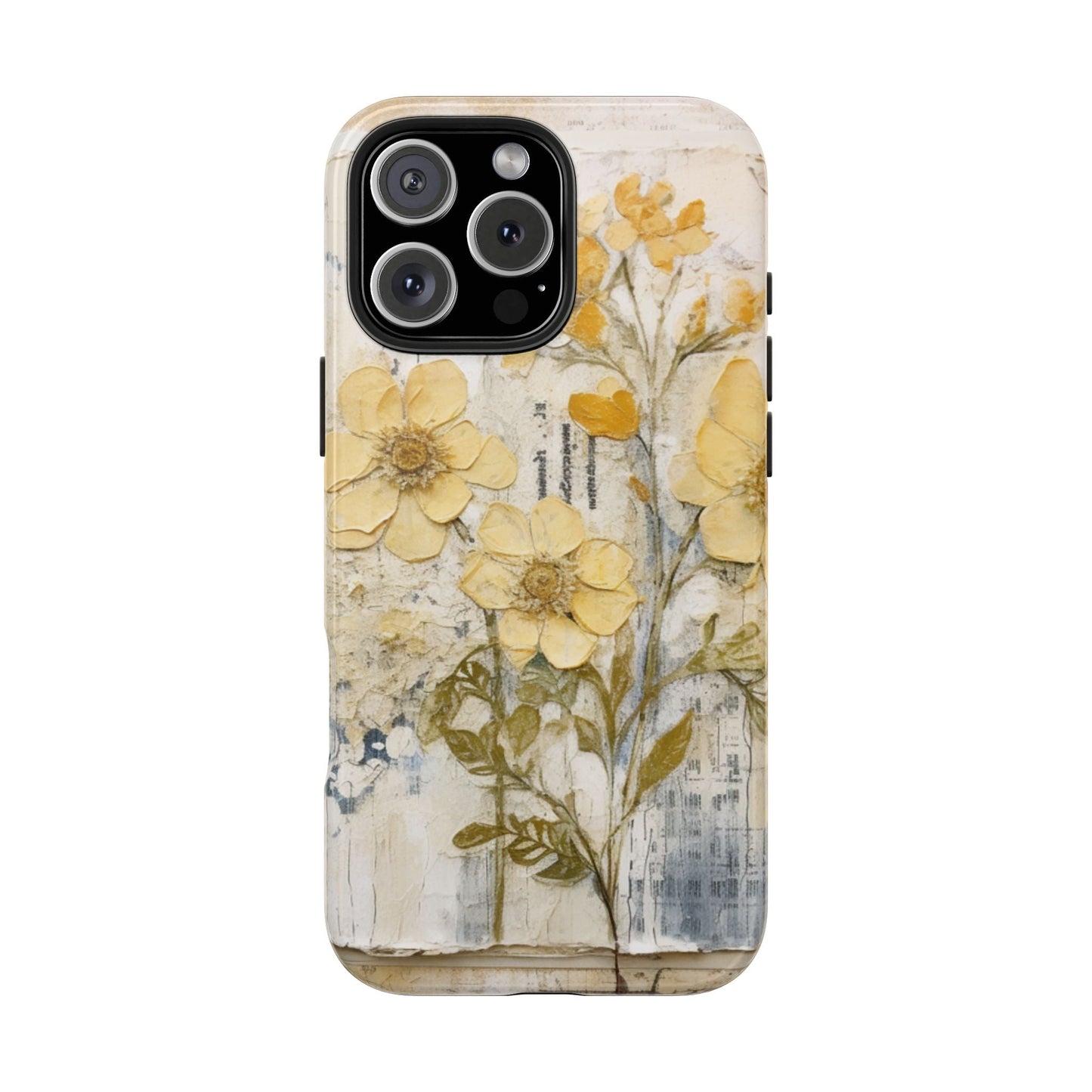 Vintage Yellow Floral Collage - iPhone Series Case, Protective & Stylish - BOGO Cases