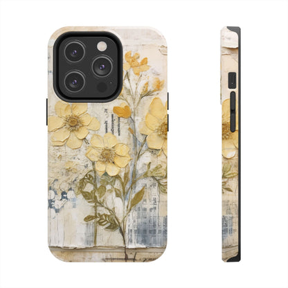 Vintage Yellow Floral Collage - iPhone Series Case, Protective & Stylish - BOGO Cases