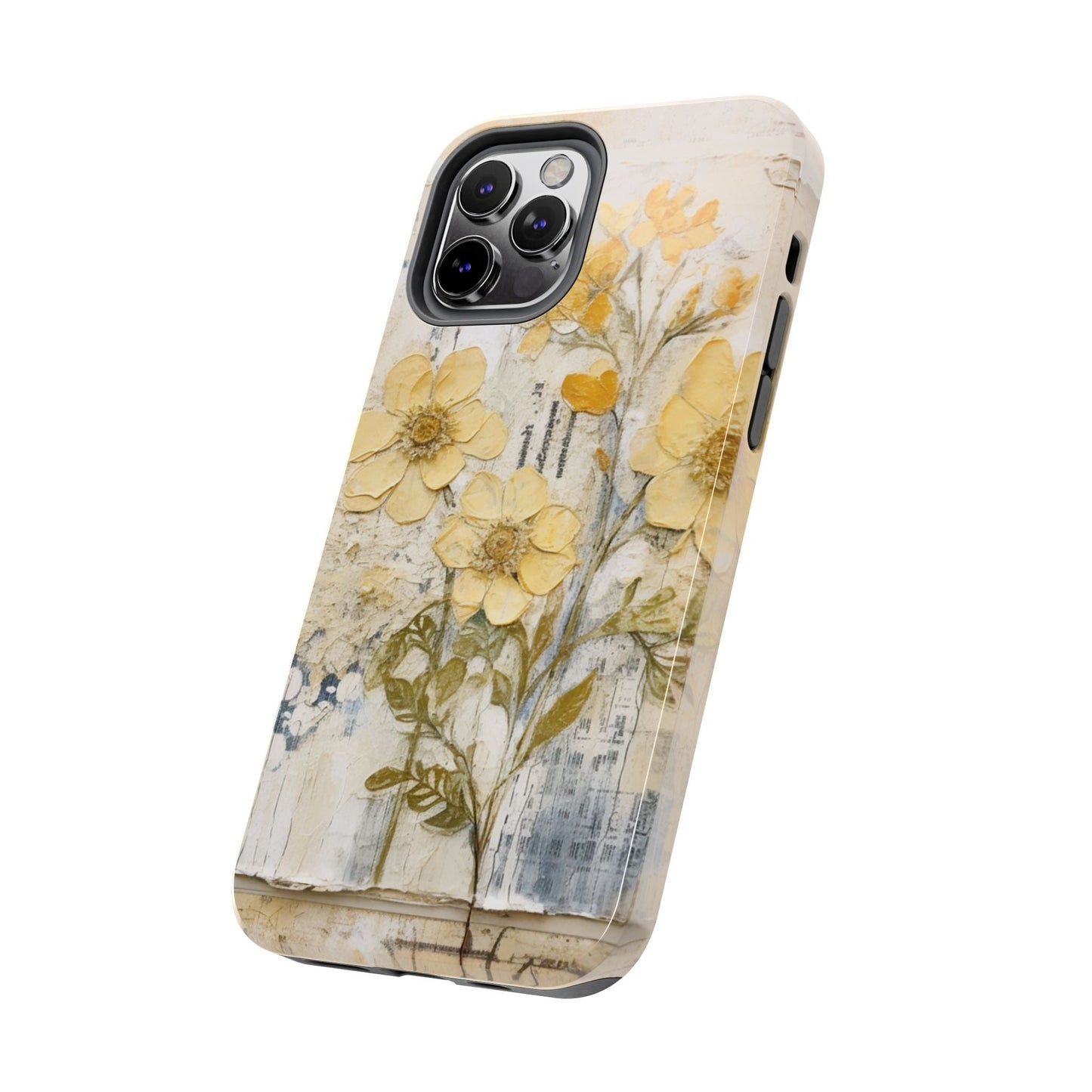 Vintage Yellow Floral Collage - iPhone Series Case, Protective & Stylish - BOGO Cases