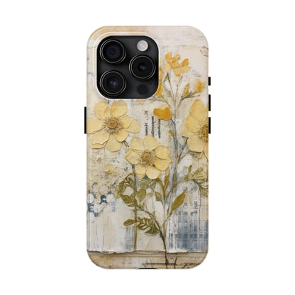 Vintage Yellow Floral Collage - iPhone Series Case, Protective & Stylish - BOGO Cases