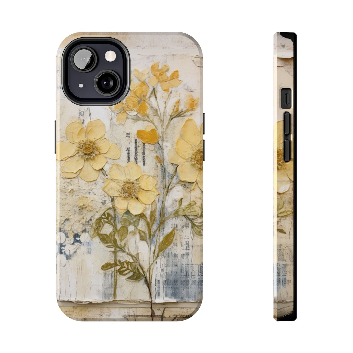 Vintage Yellow Floral Collage - iPhone Series Case, Protective & Stylish - BOGO Cases