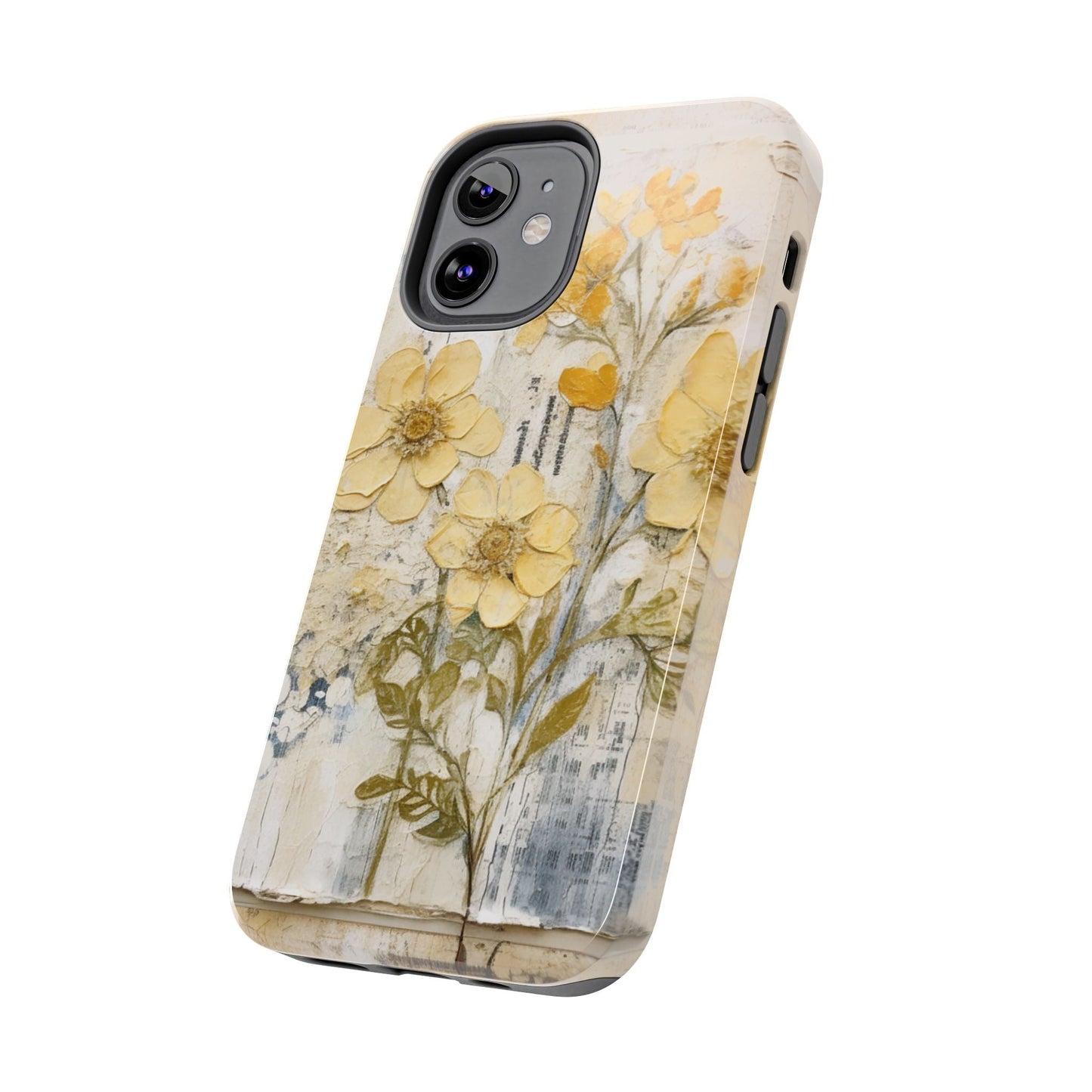 Vintage Yellow Floral Collage - iPhone Series Case, Protective & Stylish - BOGO Cases