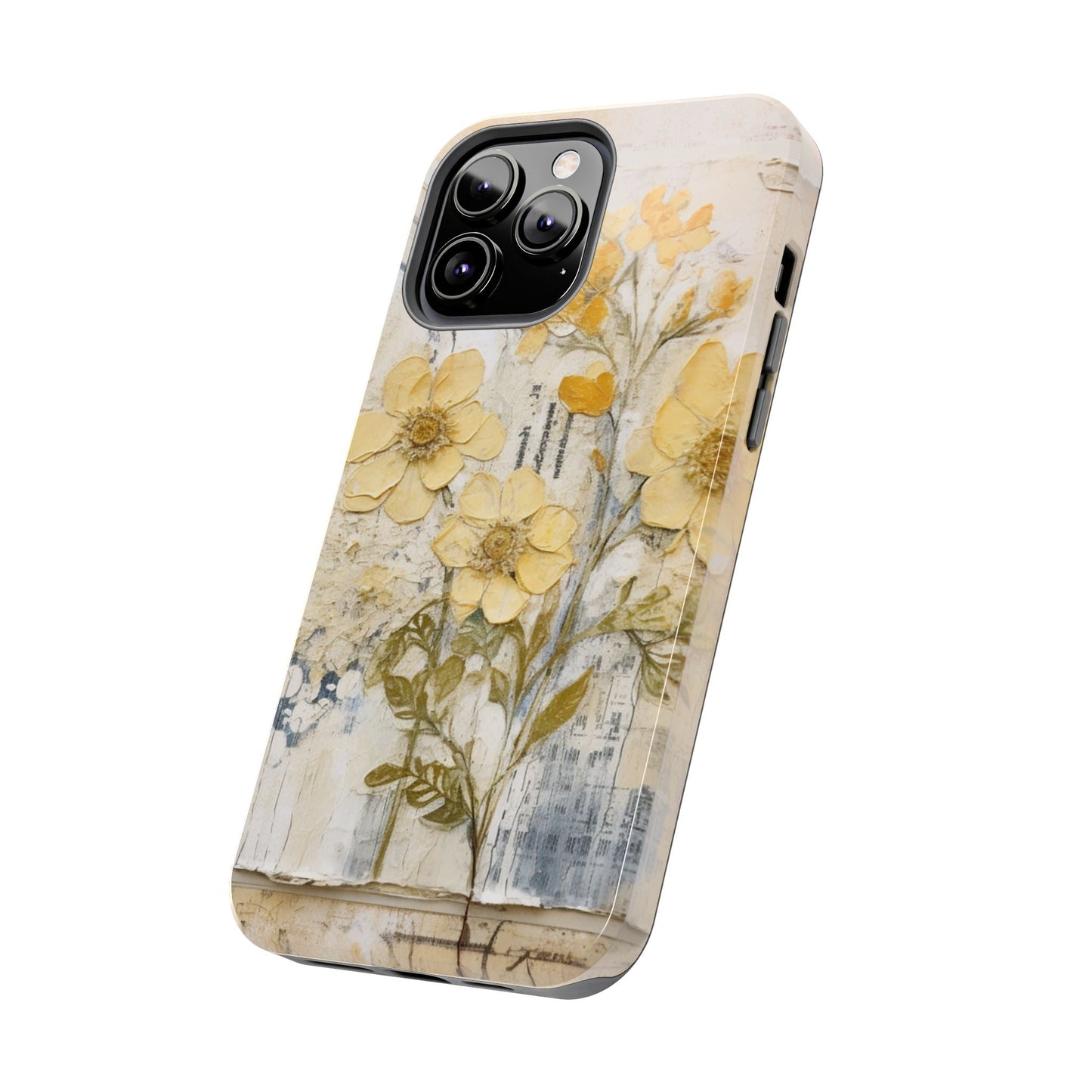 Vintage Yellow Floral Collage - iPhone Series Case, Protective & Stylish - BOGO Cases