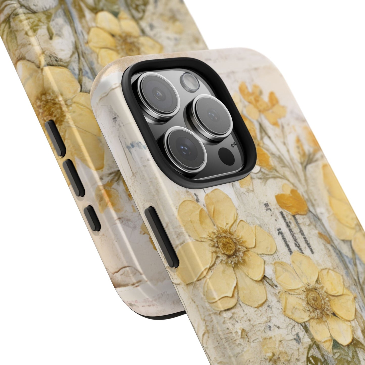 Vintage Yellow Floral Collage - iPhone Series Case, Protective & Stylish - BOGO Cases