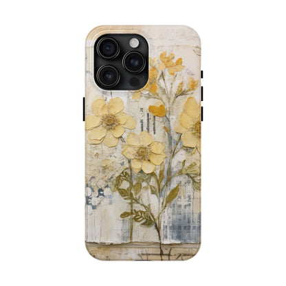 Vintage Yellow Floral Collage - iPhone Series Case, Protective & Stylish - BOGO Cases
