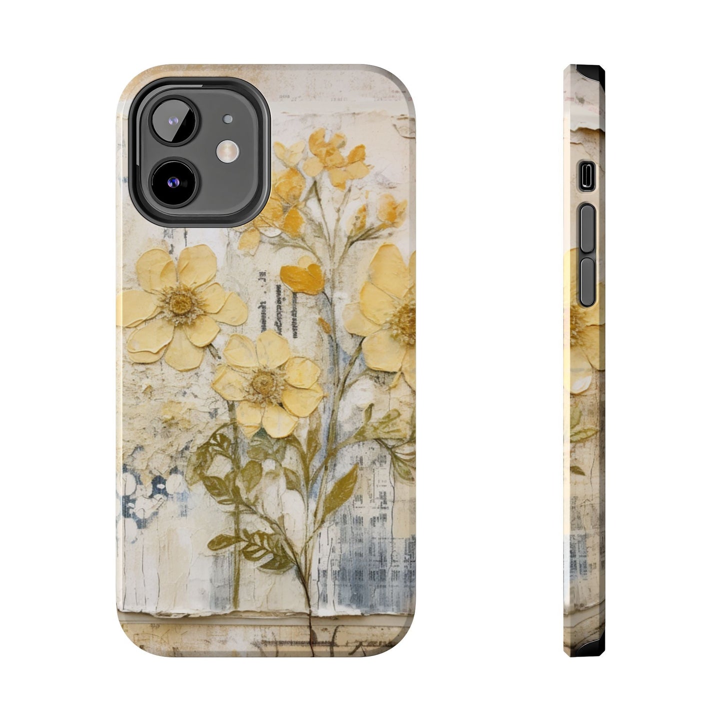 Vintage Yellow Floral Collage - iPhone Series Case, Protective & Stylish - BOGO Cases