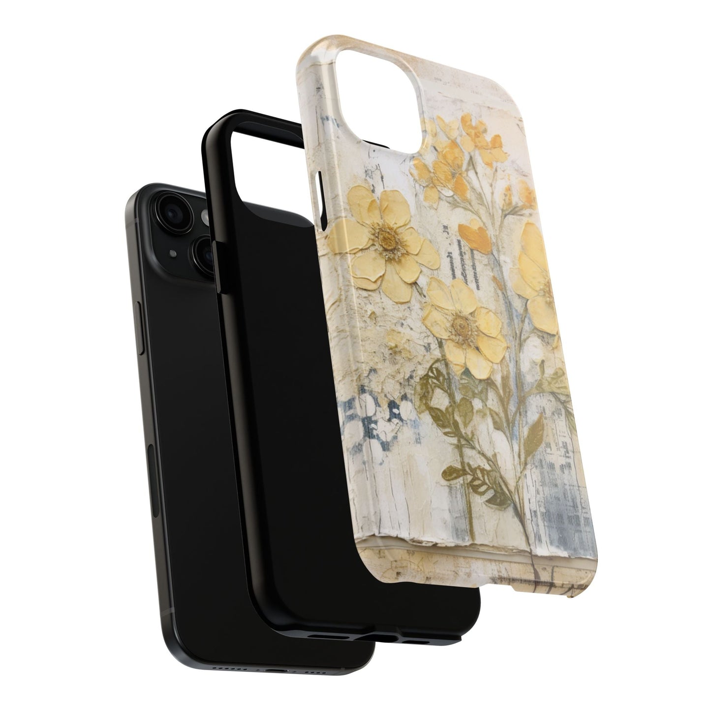 Vintage Yellow Floral Collage - iPhone Series Case, Protective & Stylish - BOGO Cases