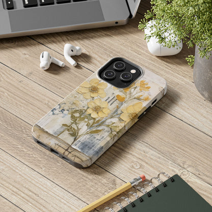 Vintage Yellow Floral Collage - iPhone Series Case, Protective & Stylish - BOGO Cases