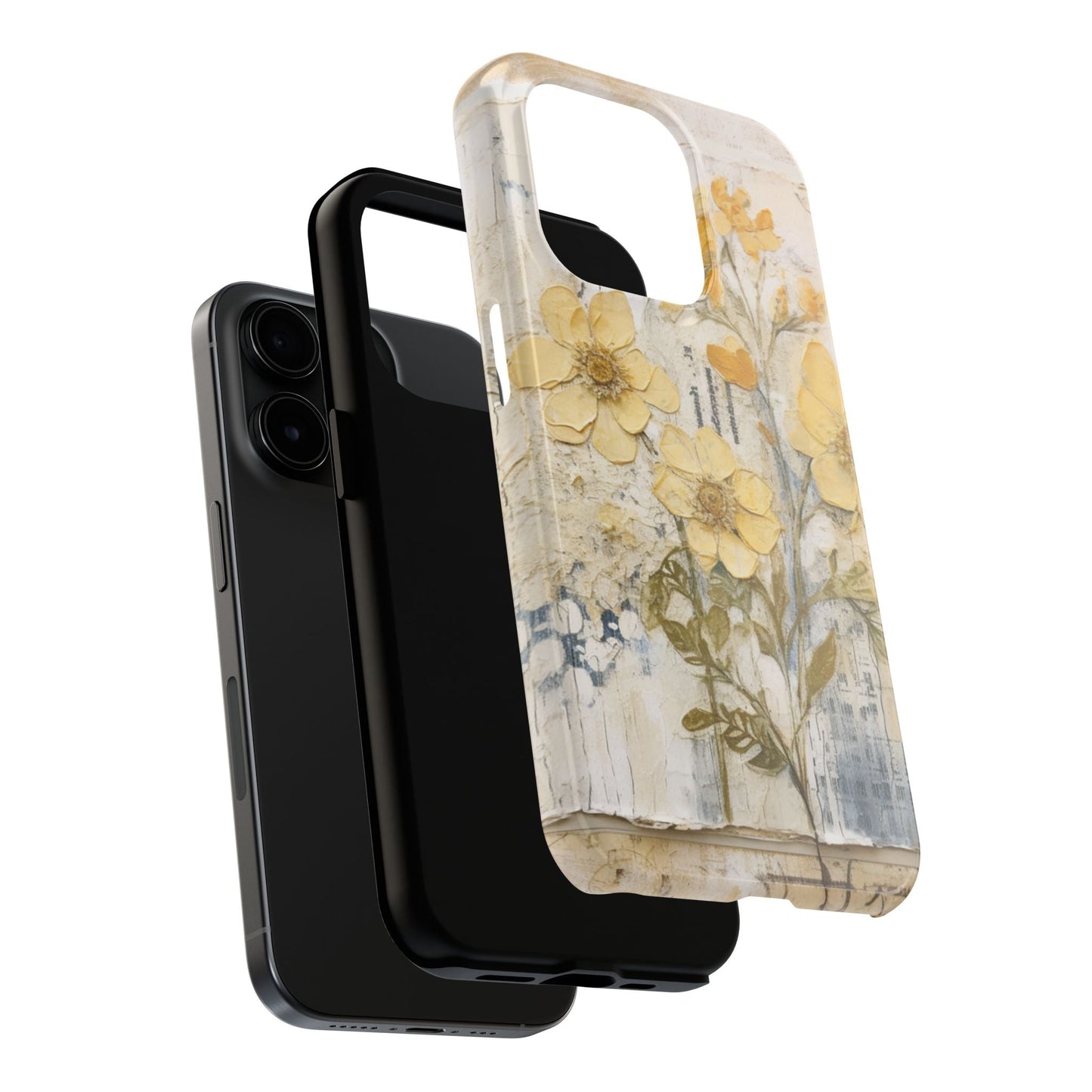 Vintage Yellow Floral Collage - iPhone Series Case, Protective & Stylish - BOGO Cases