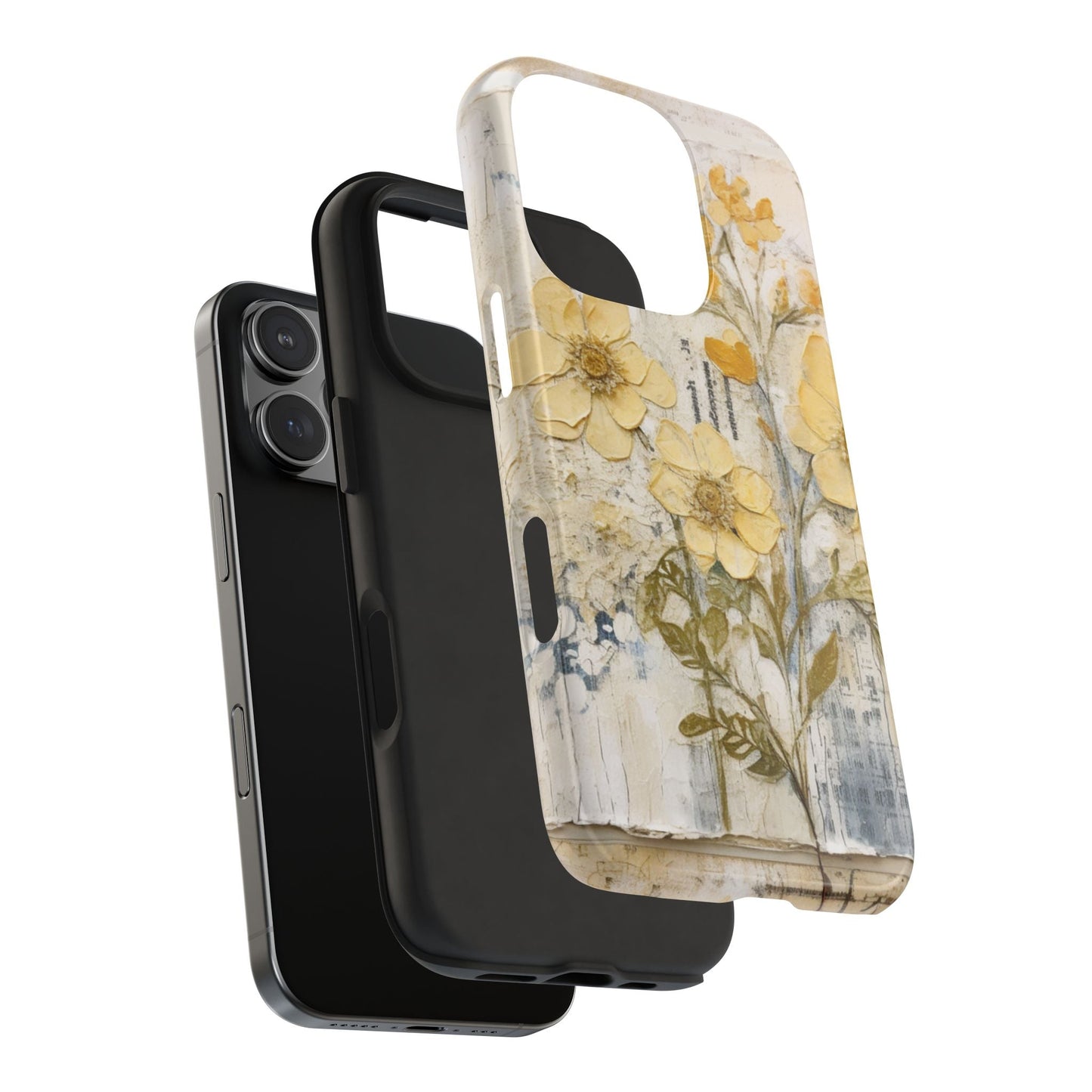Vintage Yellow Floral Collage - iPhone Series Case, Protective & Stylish - BOGO Cases