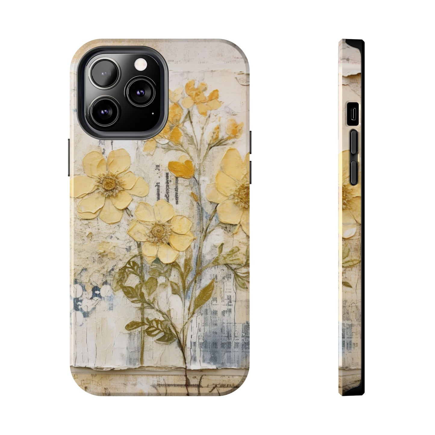 Vintage Yellow Floral Collage - iPhone Series Case, Protective & Stylish - BOGO Cases