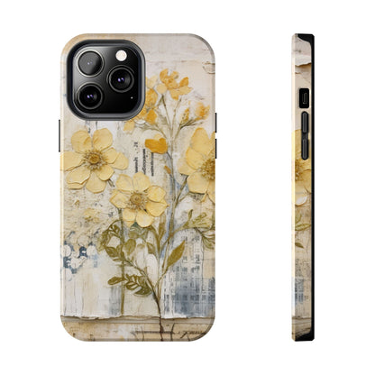 Vintage Yellow Floral Collage - iPhone Series Case, Protective & Stylish - BOGO Cases
