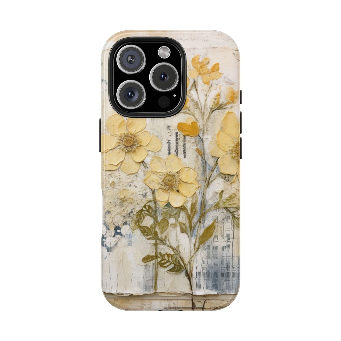 Vintage Yellow Floral Collage - iPhone Series Case, Protective & Stylish - BOGO Cases
