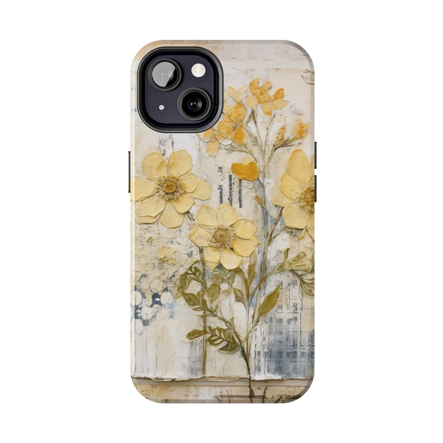 Vintage Yellow Floral Collage - iPhone Series Case, Protective & Stylish - BOGO Cases