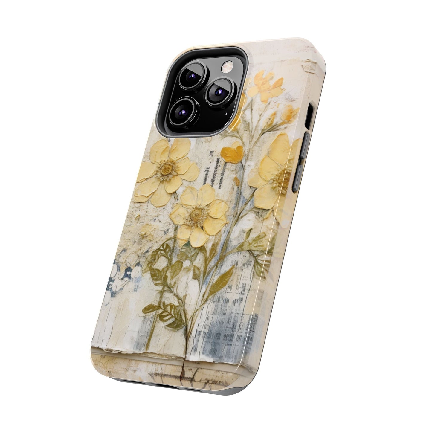 Vintage Yellow Floral Collage - iPhone Series Case, Protective & Stylish - BOGO Cases
