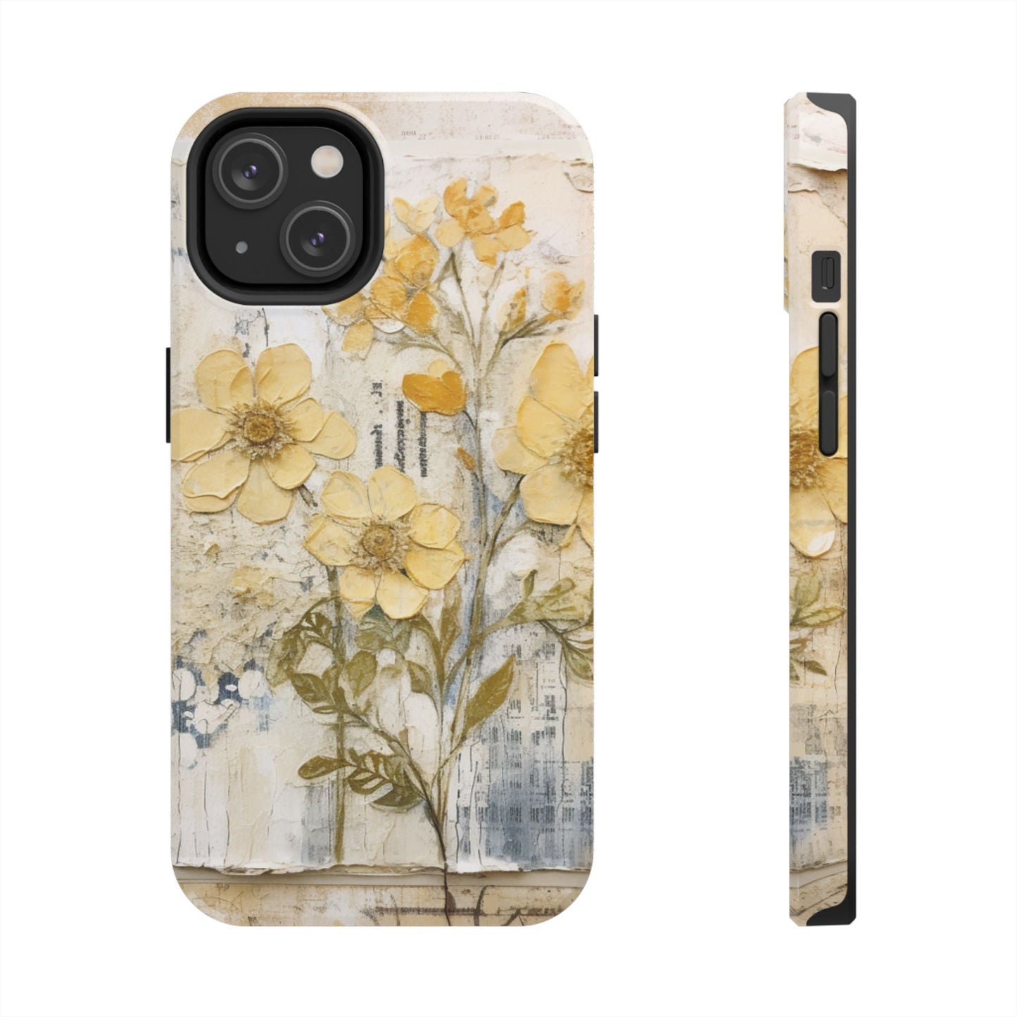 Vintage Yellow Floral Collage - iPhone Series Case, Protective & Stylish - BOGO Cases