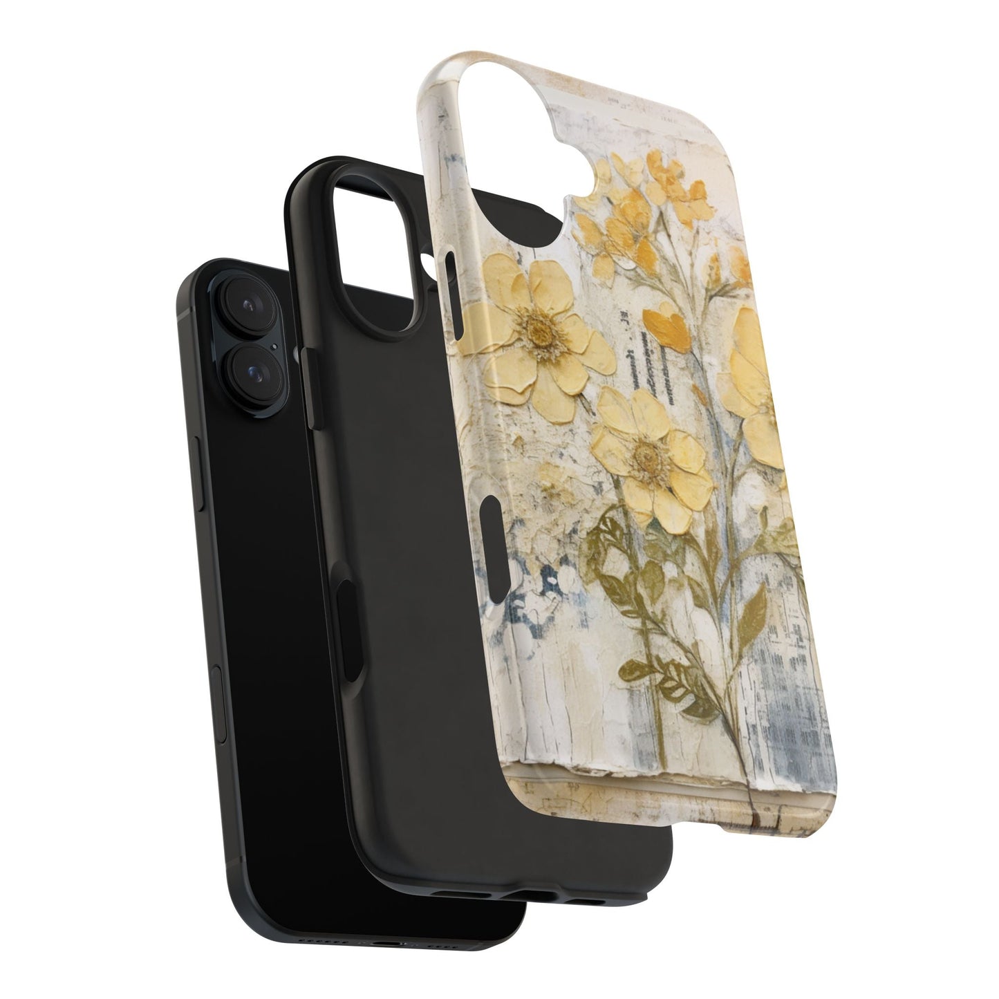 Vintage Yellow Floral Collage - iPhone Series Case, Protective & Stylish - BOGO Cases