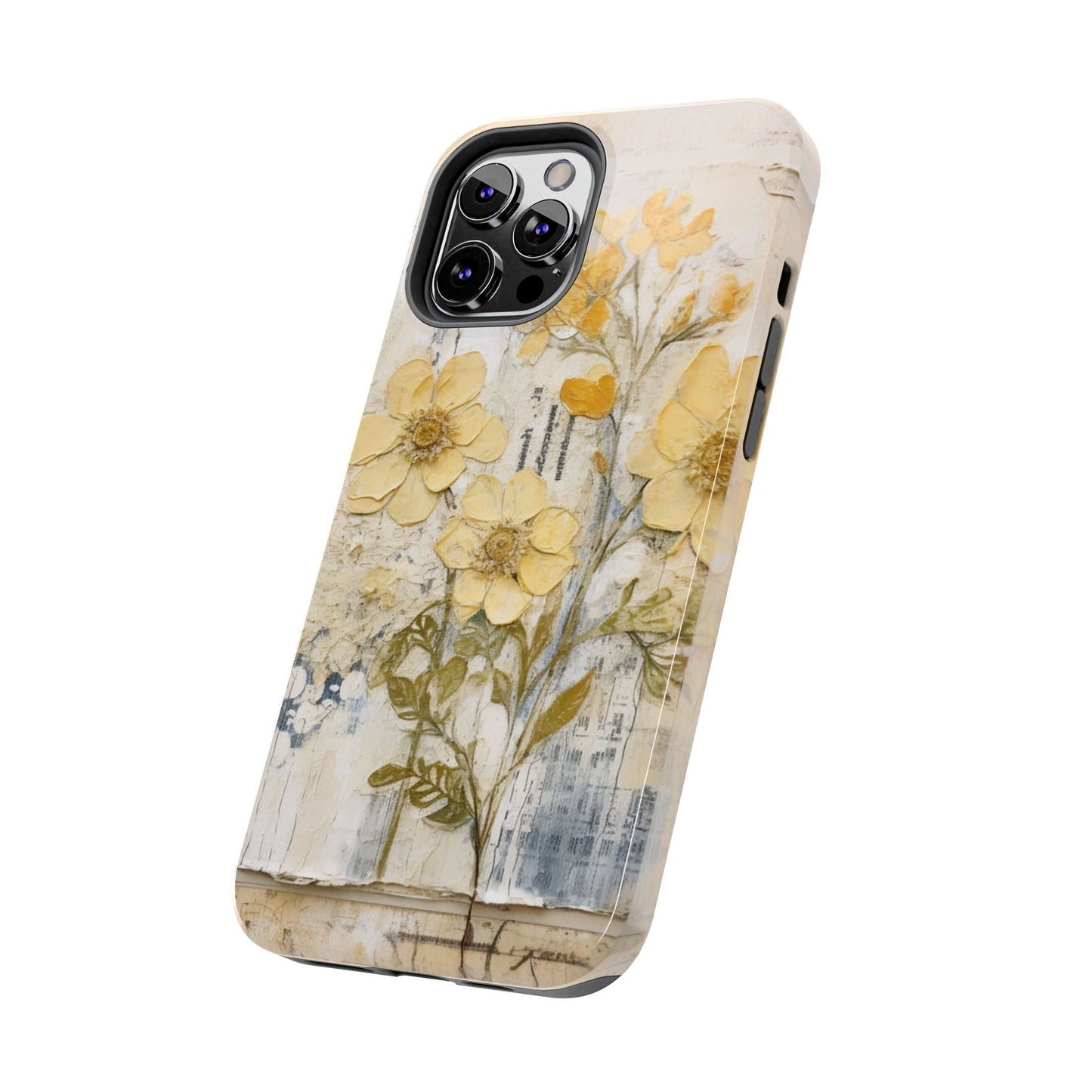 Vintage Yellow Floral Collage - iPhone Series Case, Protective & Stylish - BOGO Cases