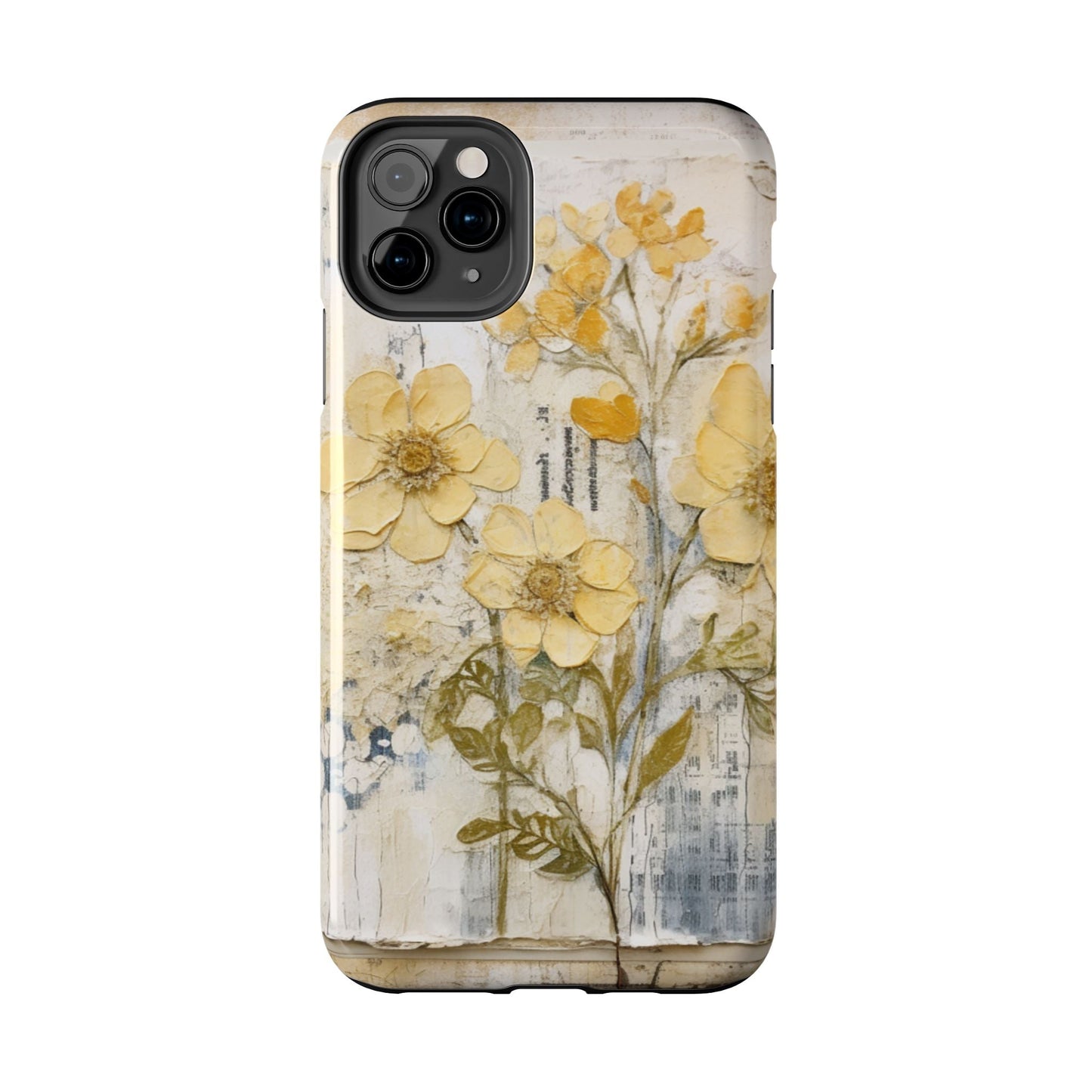 Vintage Yellow Floral Collage - iPhone Series Case, Protective & Stylish - BOGO Cases