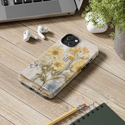 Vintage Yellow Floral Collage - iPhone Series Case, Protective & Stylish - BOGO Cases