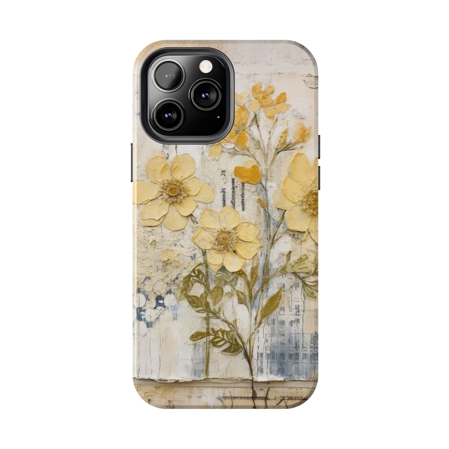 Vintage Yellow Floral Collage - iPhone Series Case, Protective & Stylish - BOGO Cases