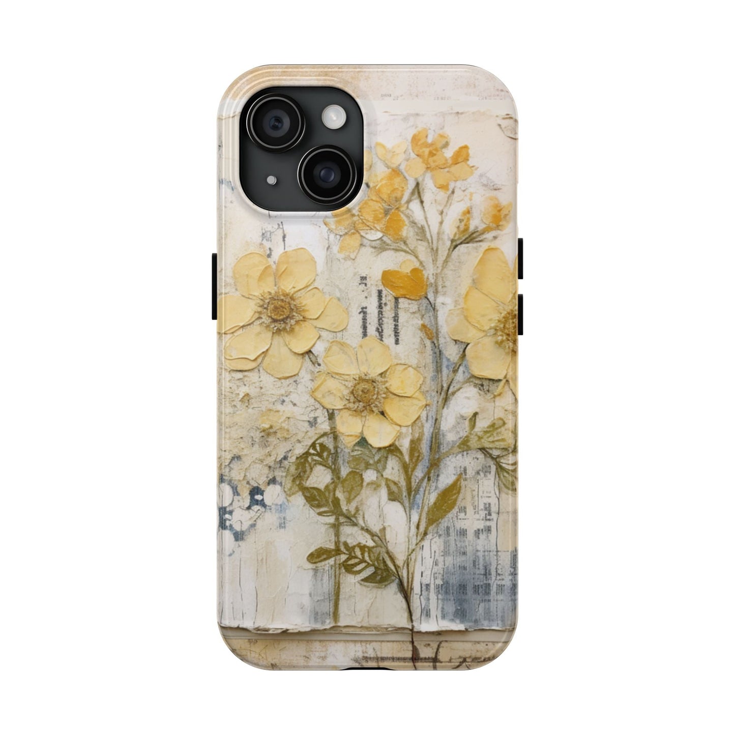 Vintage Yellow Floral Collage - iPhone Series Case, Protective & Stylish - BOGO Cases