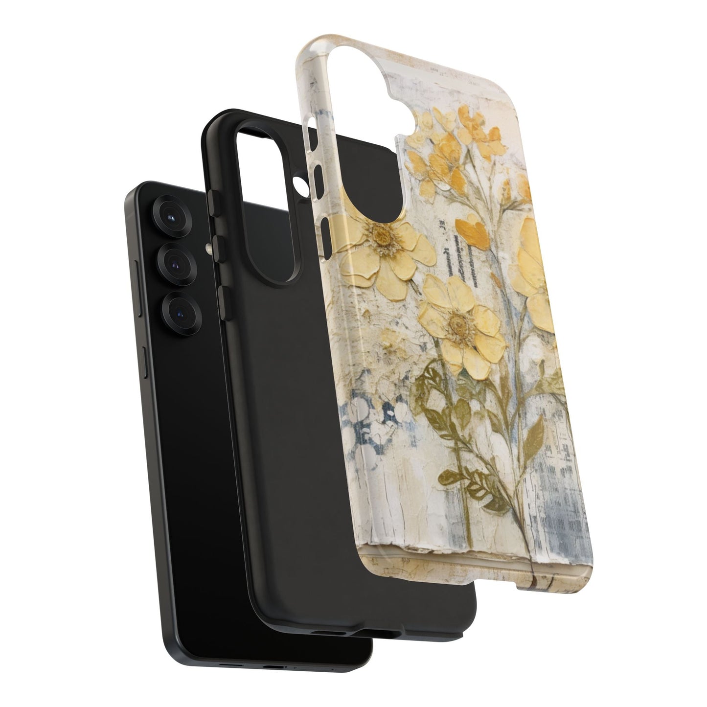 Vintage Yellow Floral Collage - Samsung Galaxy Case, Shockproof & Slim - BOGO Cases
