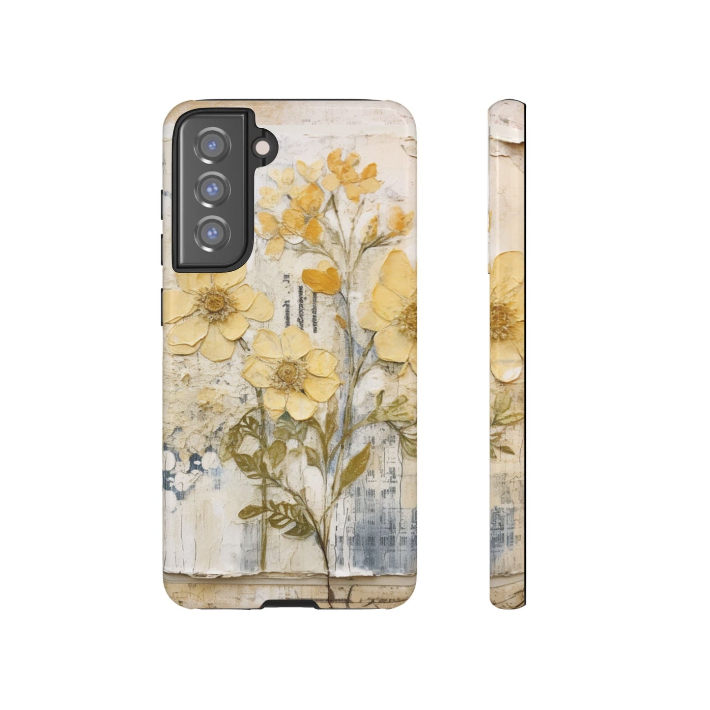 Vintage Yellow Floral Collage - Samsung Galaxy Case, Shockproof & Slim - BOGO Cases