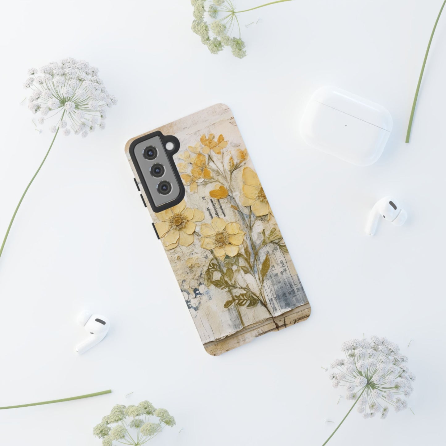 Vintage Yellow Floral Collage - Samsung Galaxy Case, Shockproof & Slim - BOGO Cases