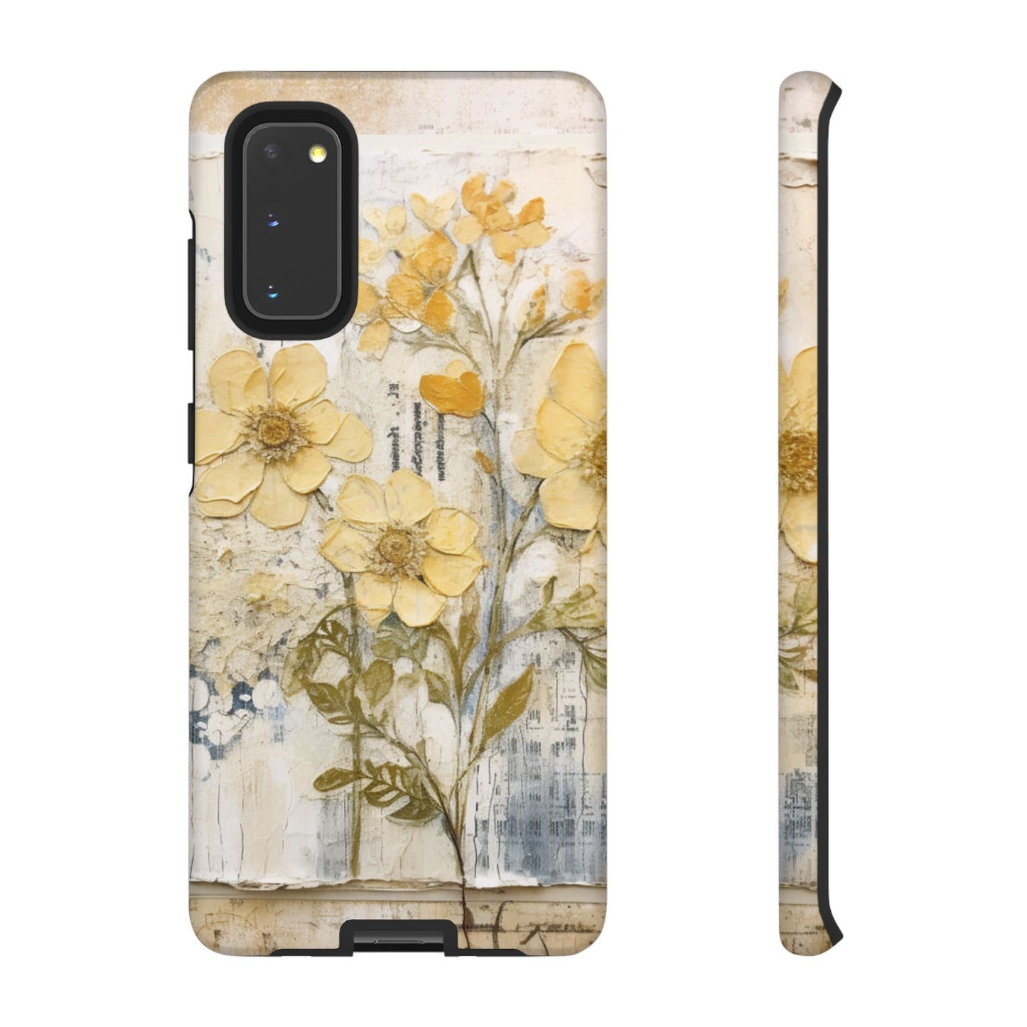 Vintage Yellow Floral Collage - Samsung Galaxy Case, Shockproof & Slim - BOGO Cases