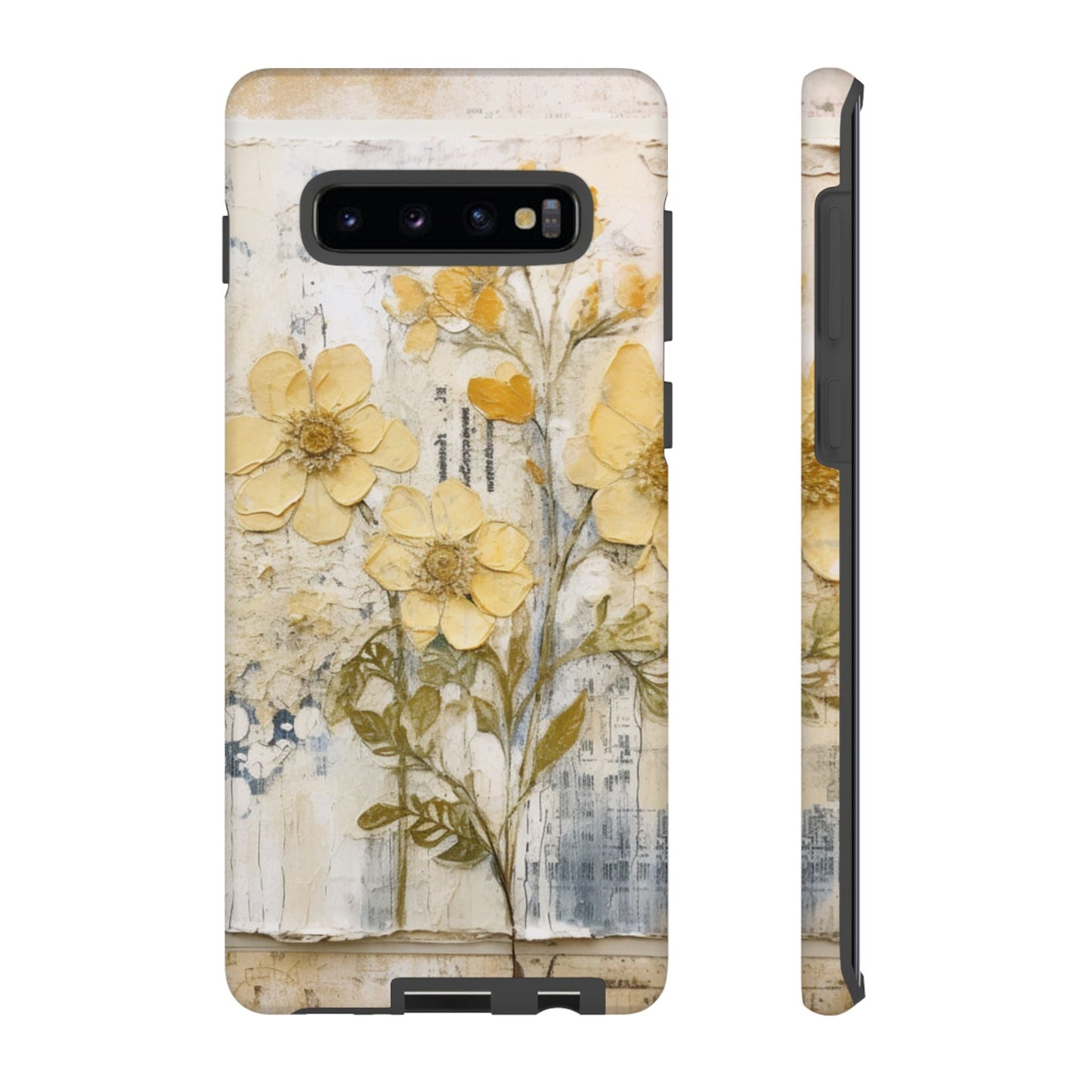 Vintage Yellow Floral Collage - Samsung Galaxy Case, Shockproof & Slim - BOGO Cases