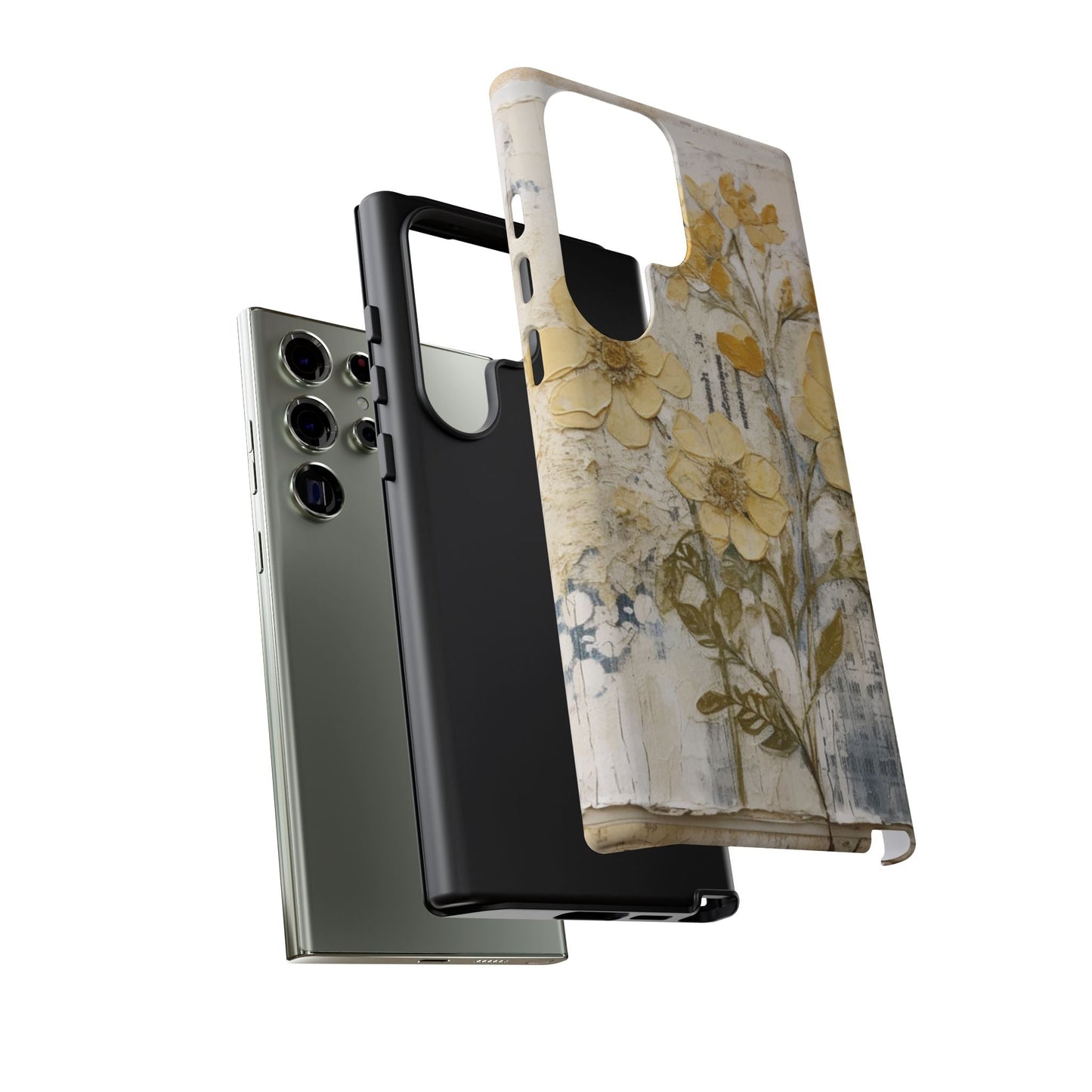 Vintage Yellow Floral Collage - Samsung Galaxy Case, Shockproof & Slim - BOGO Cases