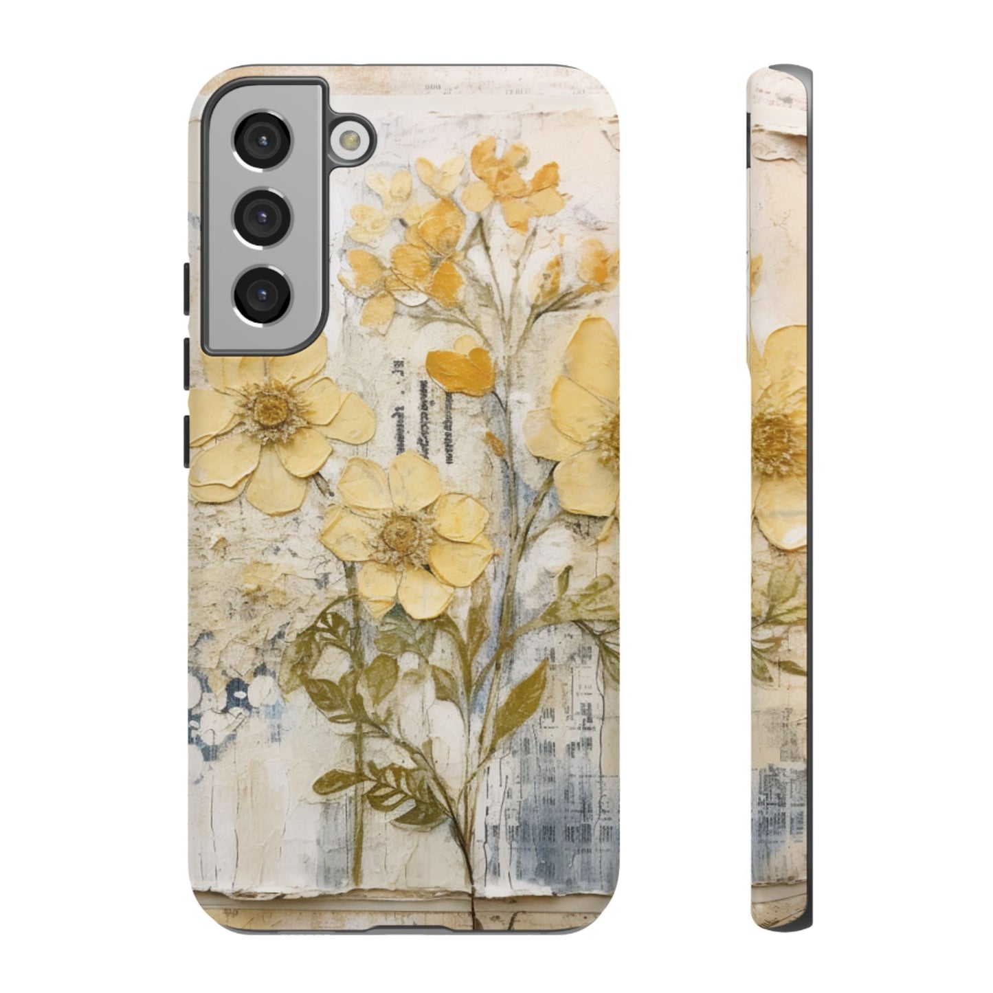 Vintage Yellow Floral Collage - Samsung Galaxy Case, Shockproof & Slim - BOGO Cases