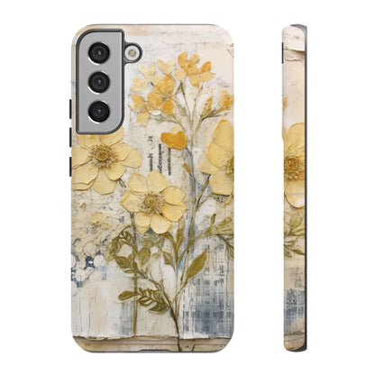 Vintage Yellow Floral Collage - Samsung Galaxy Case, Shockproof & Slim - BOGO Cases