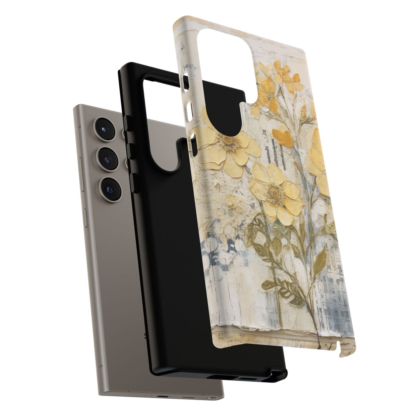 Vintage Yellow Floral Collage - Samsung Galaxy Case, Shockproof & Slim - BOGO Cases