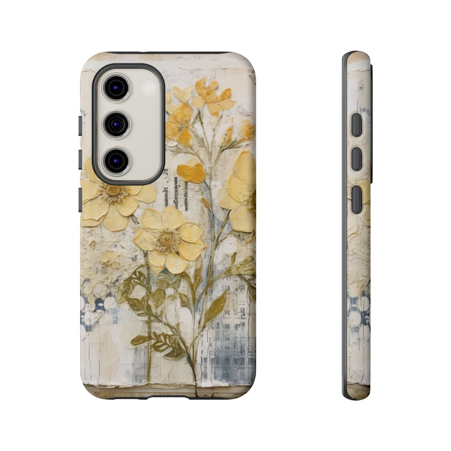 Vintage Yellow Floral Collage - Samsung Galaxy Case, Shockproof & Slim - BOGO Cases