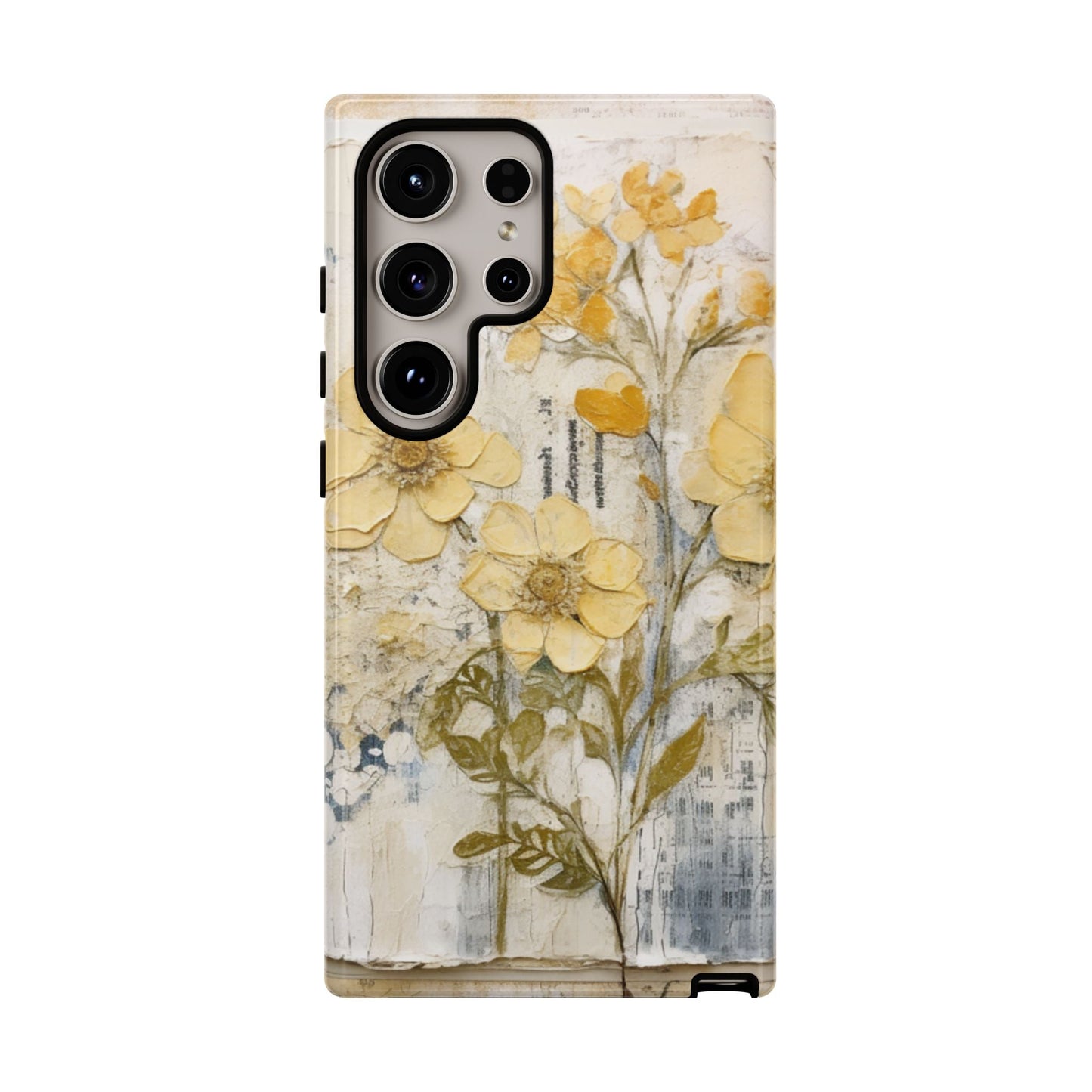Vintage Yellow Floral Collage - Samsung Galaxy Case, Shockproof & Slim - BOGO Cases
