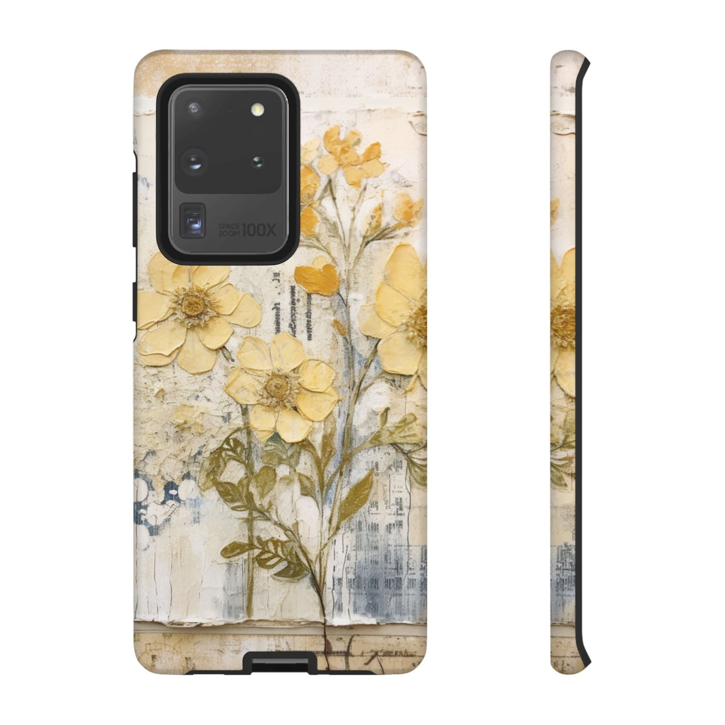 Vintage Yellow Floral Collage - Samsung Galaxy Case, Shockproof & Slim - BOGO Cases