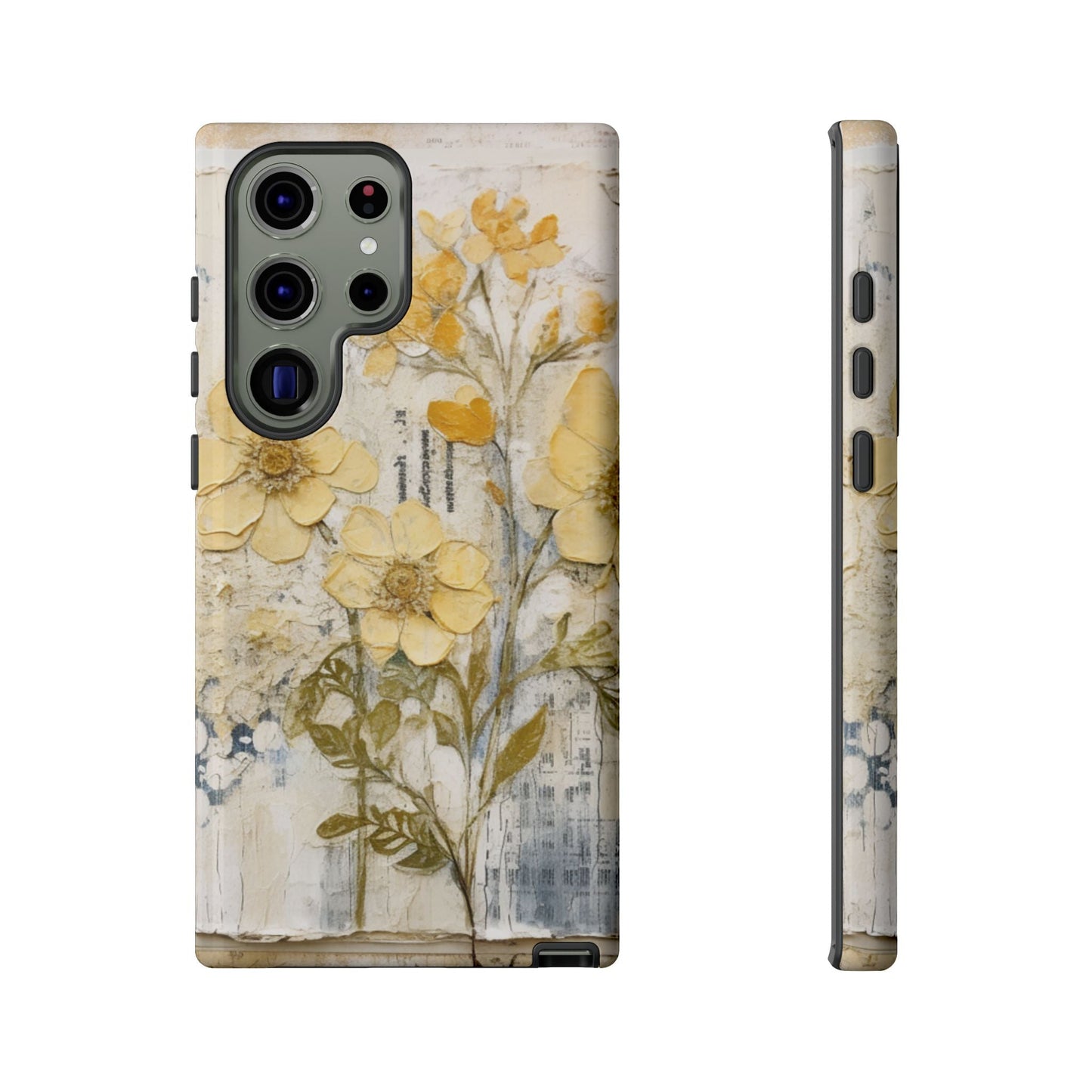 Vintage Yellow Floral Collage - Samsung Galaxy Case, Shockproof & Slim - BOGO Cases