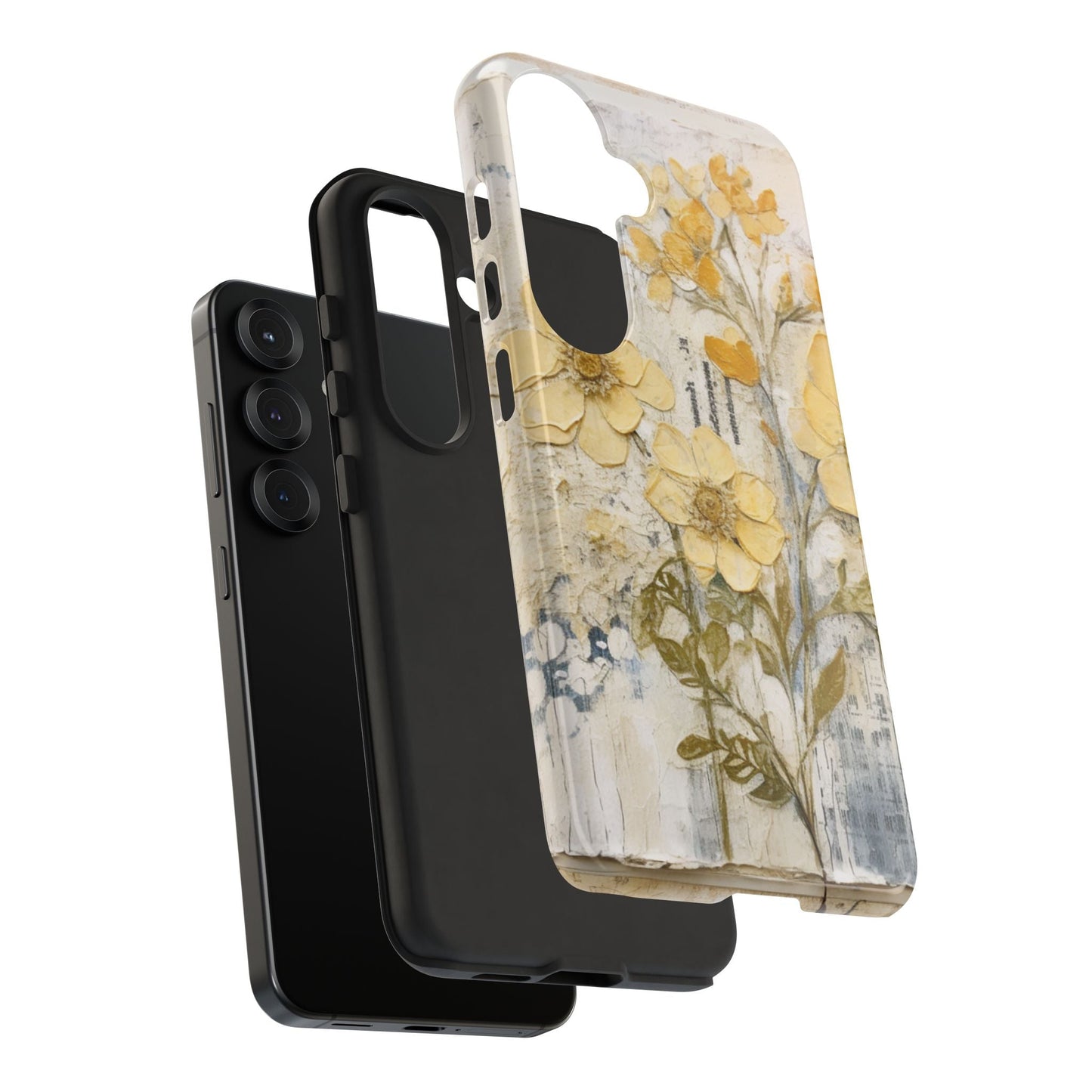 Vintage Yellow Floral Collage - Samsung Galaxy Case, Shockproof & Slim - BOGO Cases