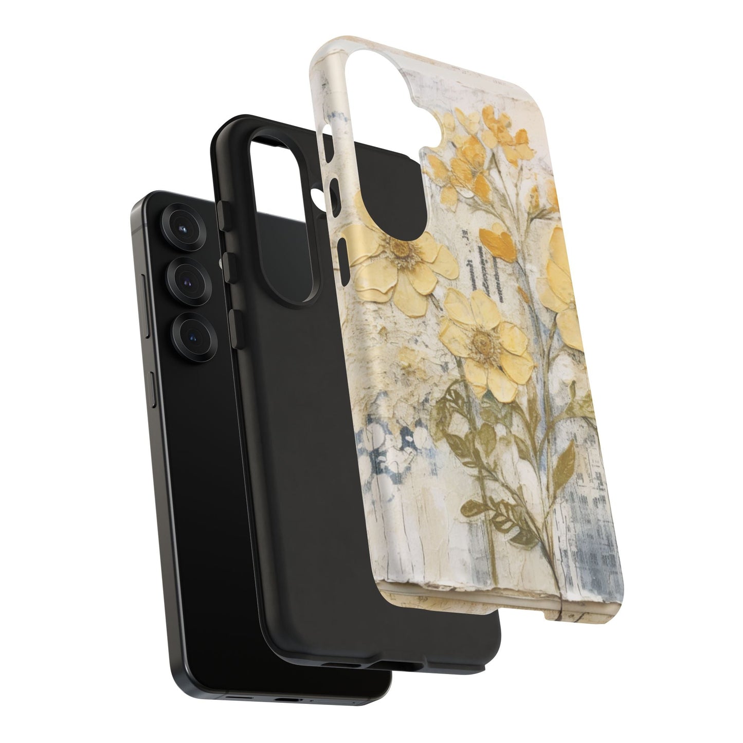 Vintage Yellow Floral Collage - Samsung Galaxy Case, Shockproof & Slim - BOGO Cases